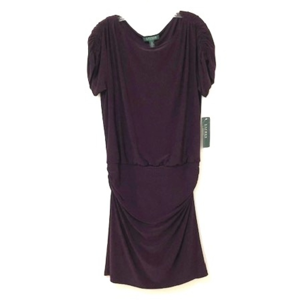 Lauren Ralph Lauren Dress Raisin W/ Ruched Sides